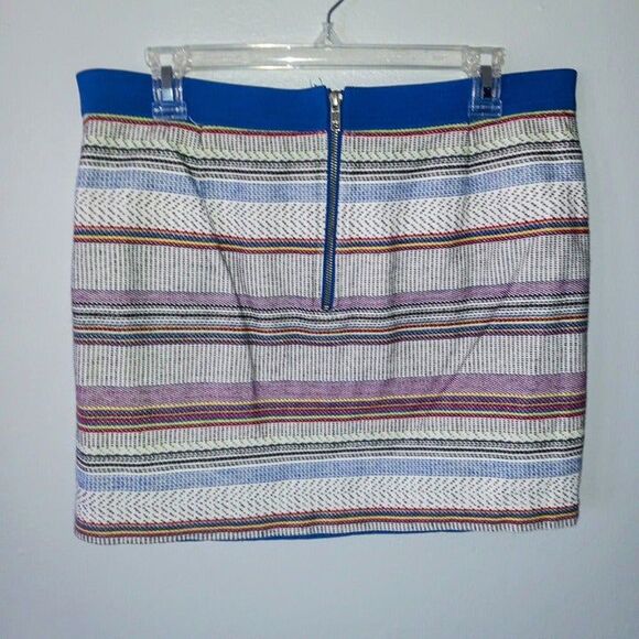 Gap Factory Multi Stripe Mini Skirt-Size 6-Woven-Lined-Elastic Waistband-Boho - Picture 3 of 6